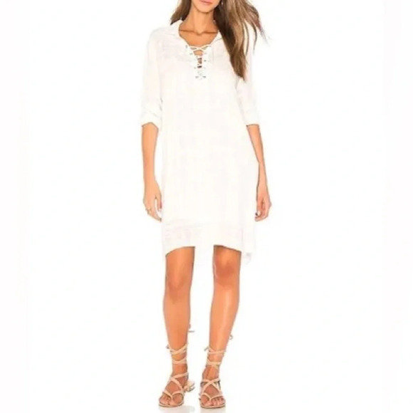 Splendid Sandbar Stripe Lace Up Dress in Natural - Size M - Picture 2 of 12